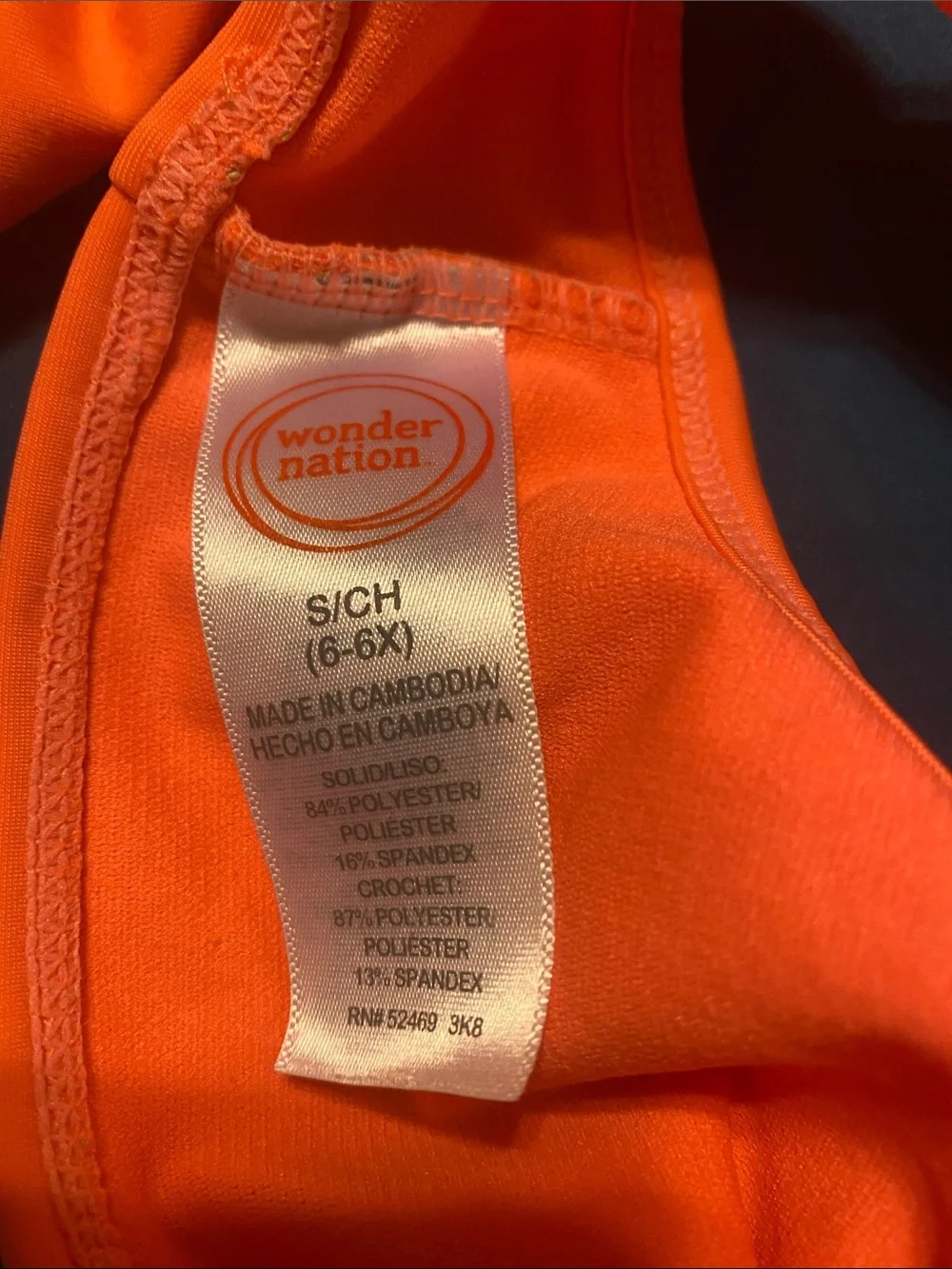 wonder nation Neon Orange Tie-Dye Ruffle Kids Bikini